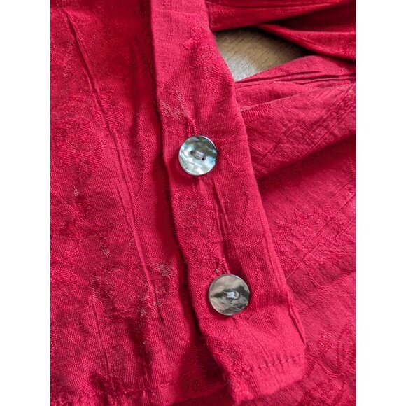 J. Jill Womens Red Textured Button-Up Blouse XL Long Sleeve - Picture 6 of 8
